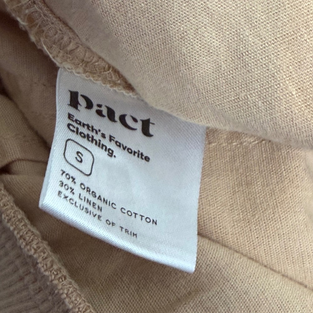 Pact Canopy Organic Cotton Linen Blend Jogger Pants Beige Women's‎ Size Small - Picture 8 of 8